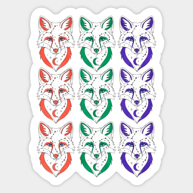 RGB Fox Design Sticker by Designed By Marty